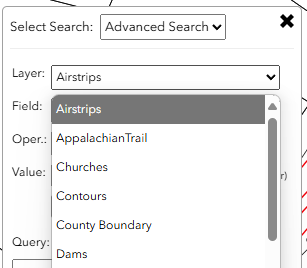 Searchable layers picklist